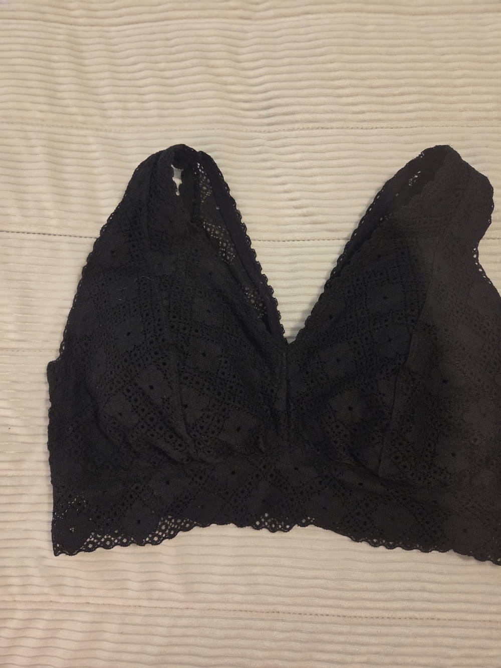 aerie Black Lace Bralette with Scalloped Edge Size XL